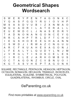 Geometric Shapes Wordsearch